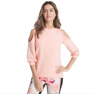 WHBM‎ White House Black Market Baby Pink Cold Open Shoulder Sweatshirt Sz L